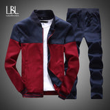 2019 New Men Sets Fashion Sporting Suit Brand Patchwork Zipper Sweatshirt +Sweatpants Mens Clothing 2 Pieces Sets Slim Tracksuit